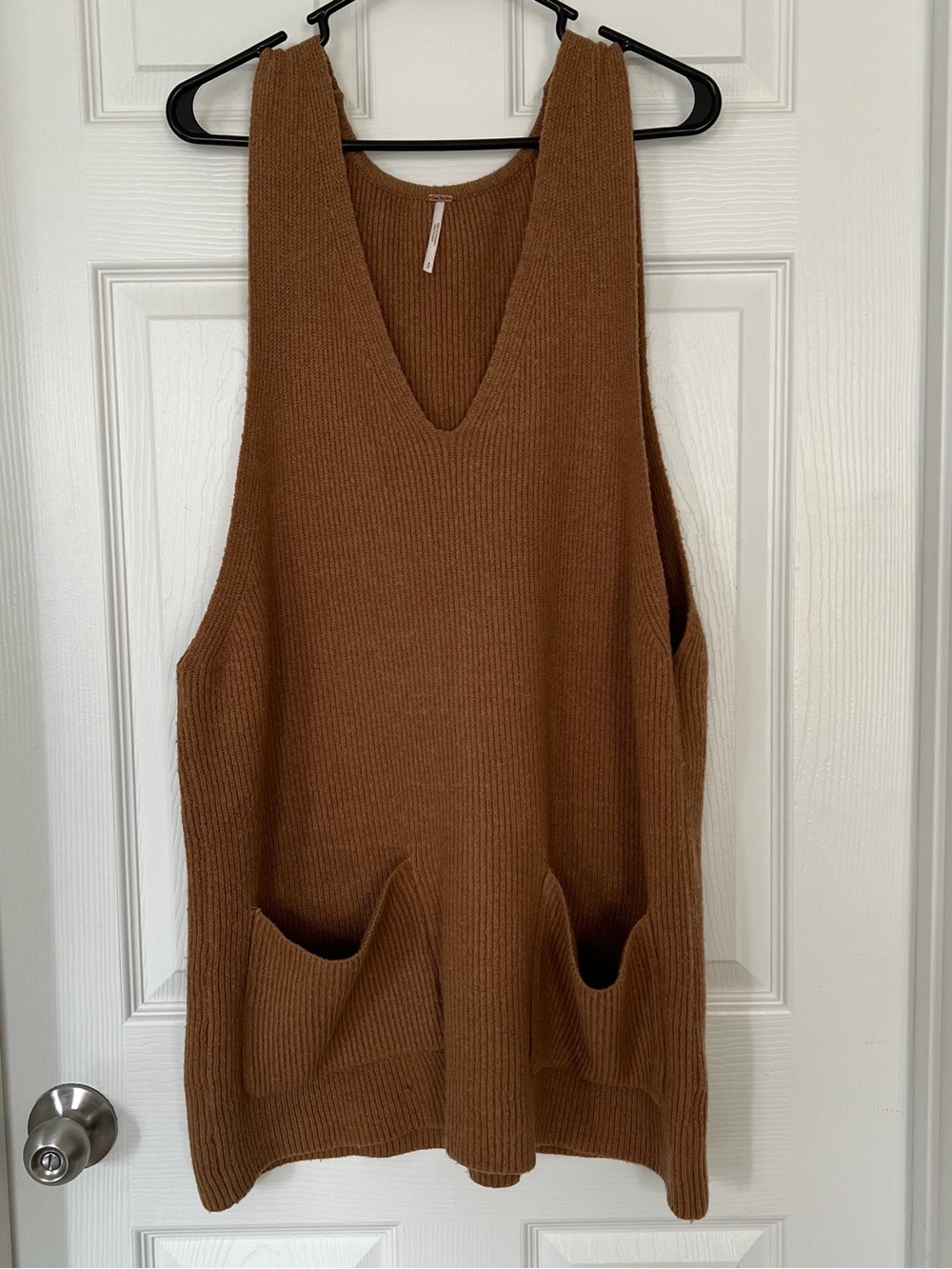 Free People Rust Brown V-Neck Knit Sweater Vest